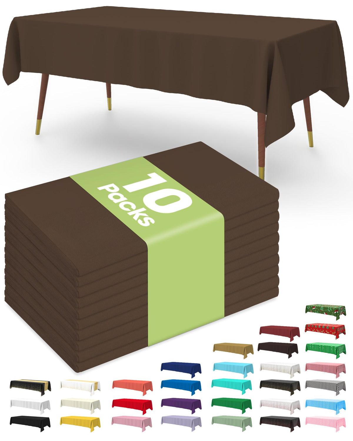 Pureegg Plastic Table Cloth Disposable 10 Pack, 54 x 108 Inch Table Cloths, Patriotic Decorations, Thanksgiving, Veterans Day Tablecloths, Rectangle, Plastic Cover, Leakproof & Sturdy, Navy Blue