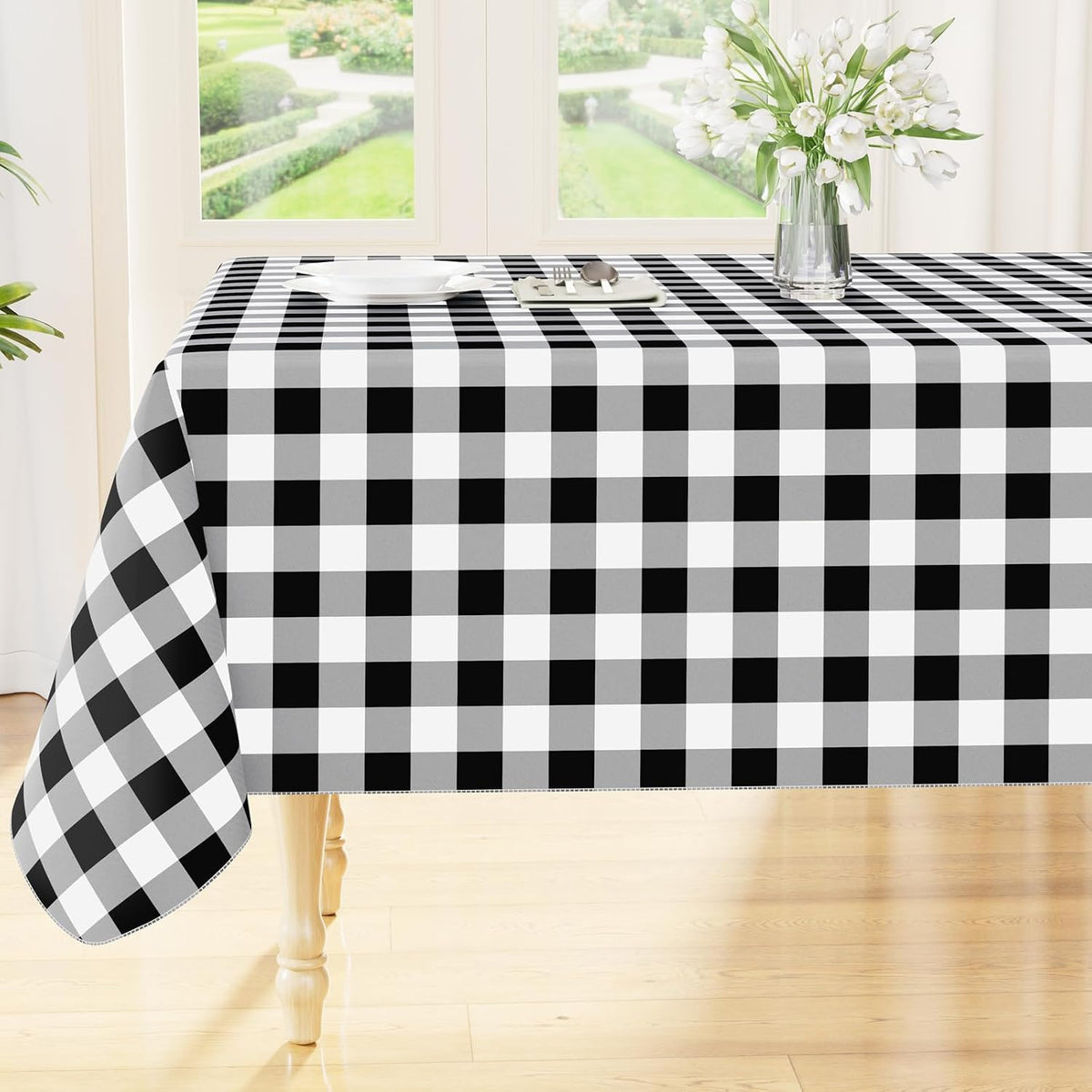 Smiry Fall Tablecloth, Flannel Backed Vinyl Table Cloth, 60"x84"