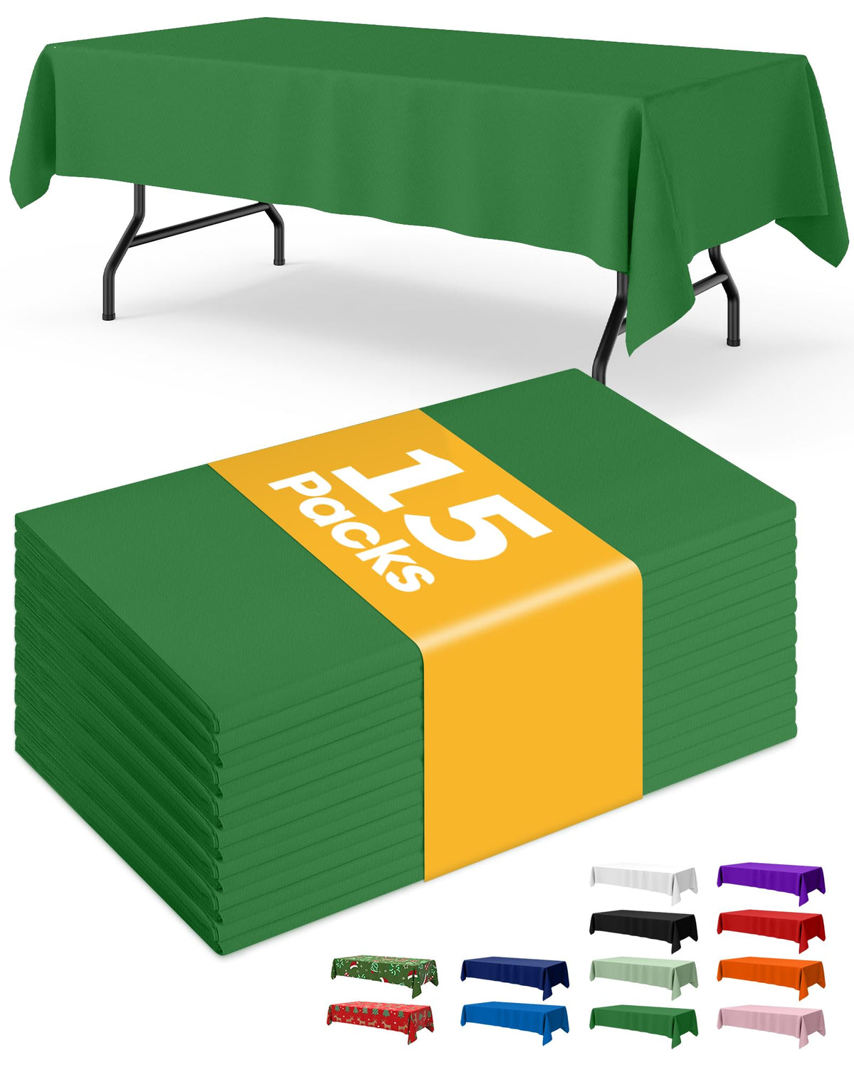 Niuara White Plastic Table Cloth Disposable, 15 Pack, 54 x 108 in