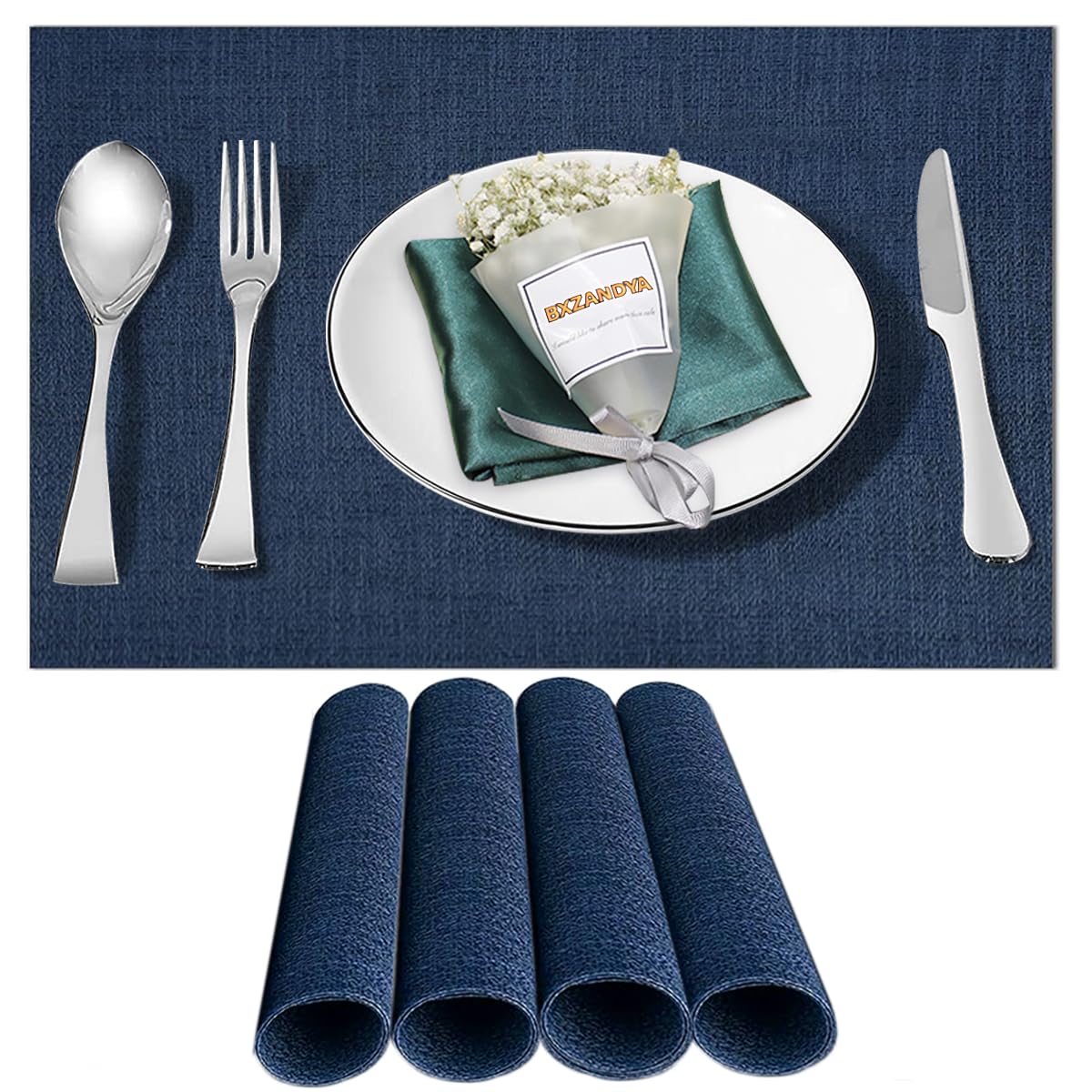 Beige Vinyl Placemats Set of 8,Washable Dining PVC Table Mats