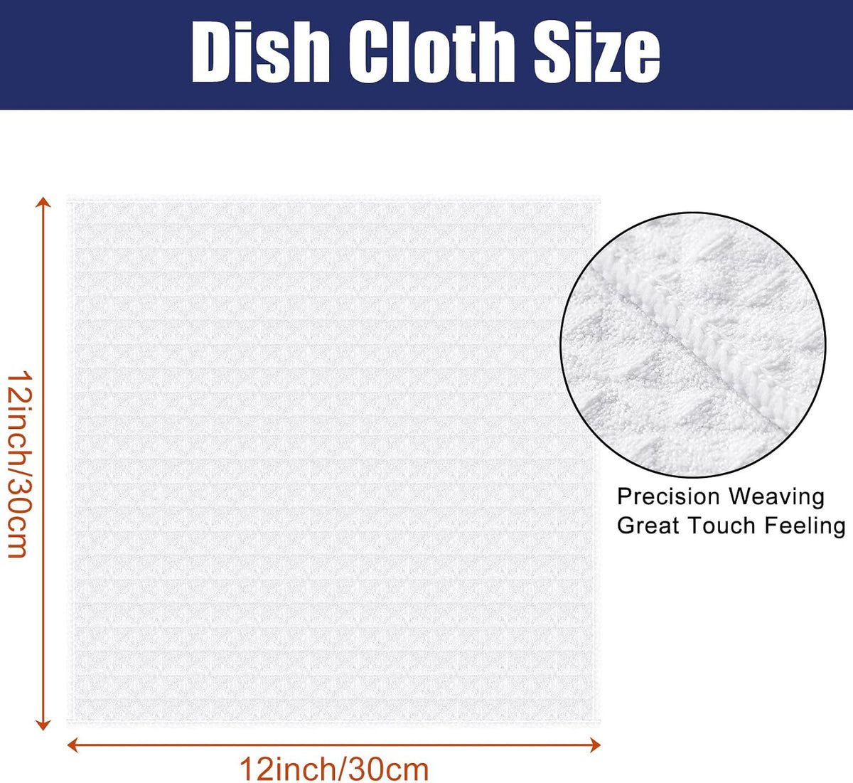 Homaxy Microfiber Waffle Weave Kitchen Dish Cloths, 6-Pack, White