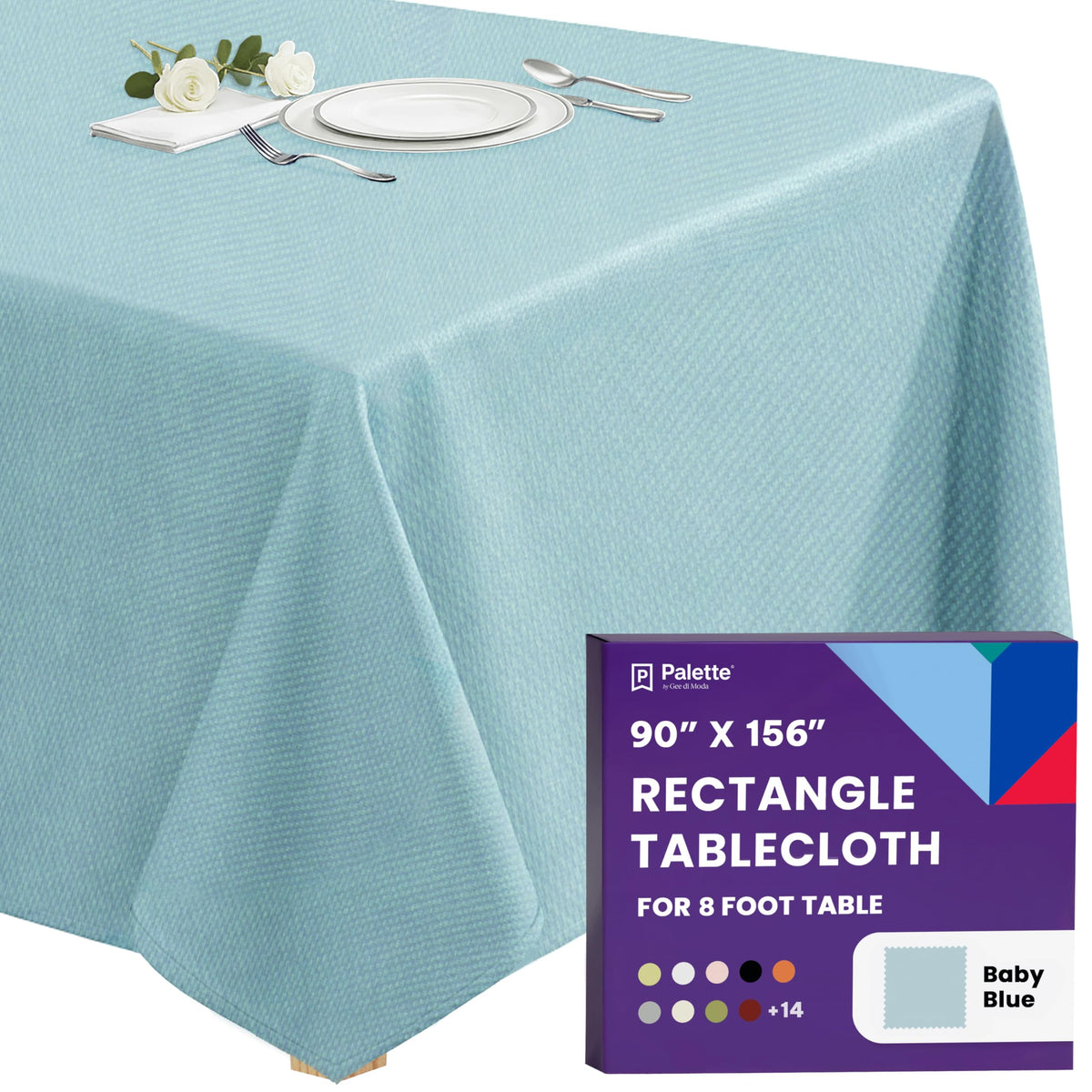 Gee Di Moda Rectangle Tablecloth - 90 x 132 Inch Beige Table Cloth for 6 Foot Tables with Floor-Length Drop - Heavy Duty Washable Fabric for Holiday Party, Dinner, Weddings & Baby Shower