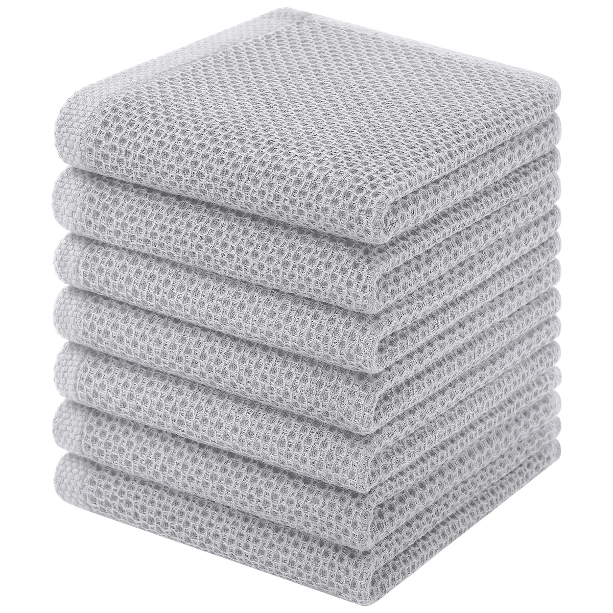 Homaxy 100% Cotton Waffle Weave Kitchen Dish Cloths, 4-Pack, Dark Grey