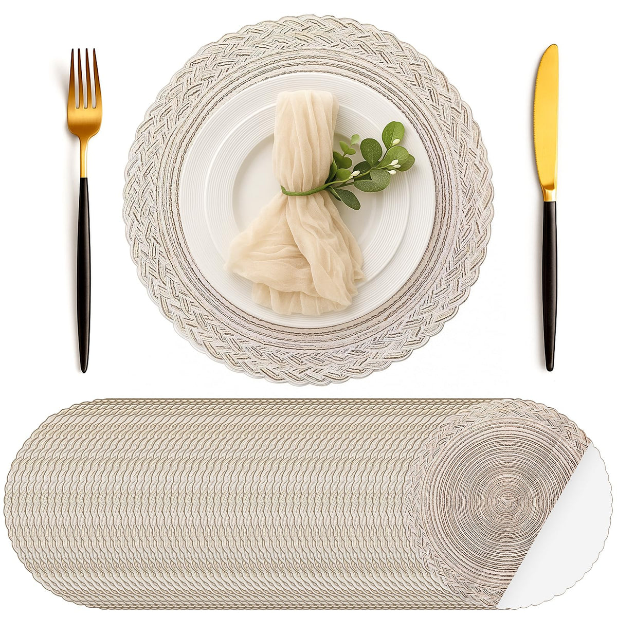 Geosar 100 Pcs Disposable Paper Placemat Cotton Woven 13'', Beige
