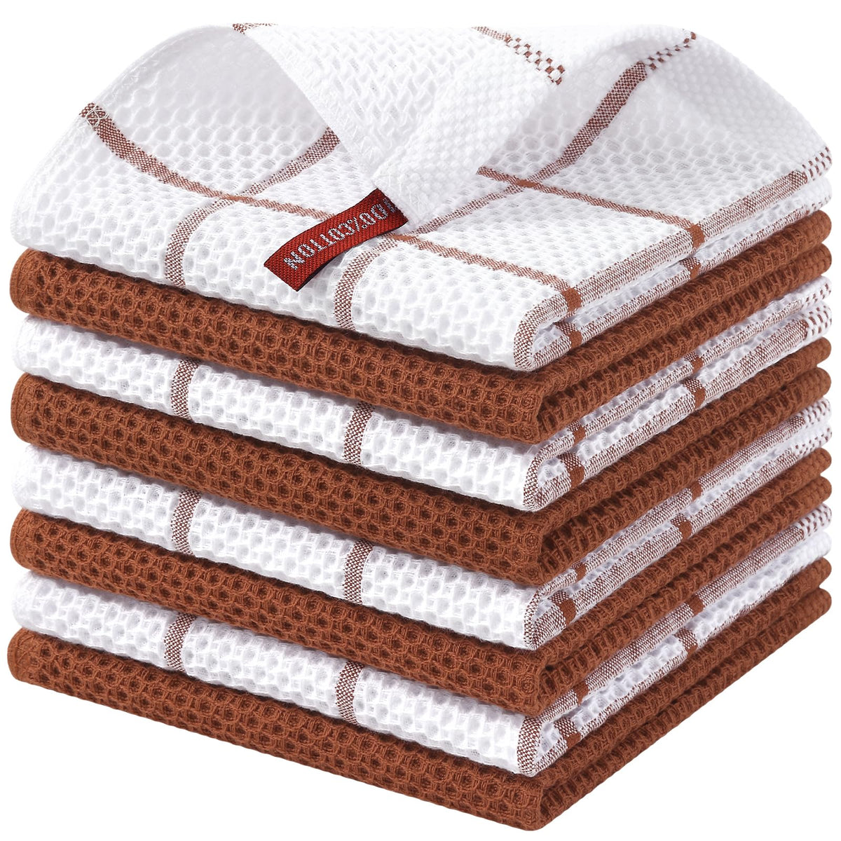 Homaxy 100% Cotton Waffle Weave Kitchen Dish Cloths 8-Pack, Dark Grey
