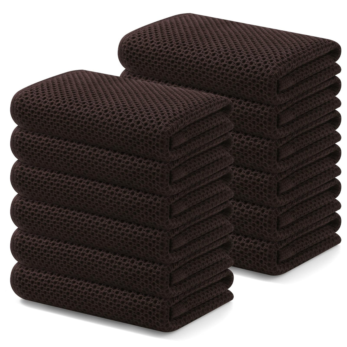 Kitinjoy 100% Cotton Waffle 6-Pack Kitchen Towels, 12" x 12", Dark Grey