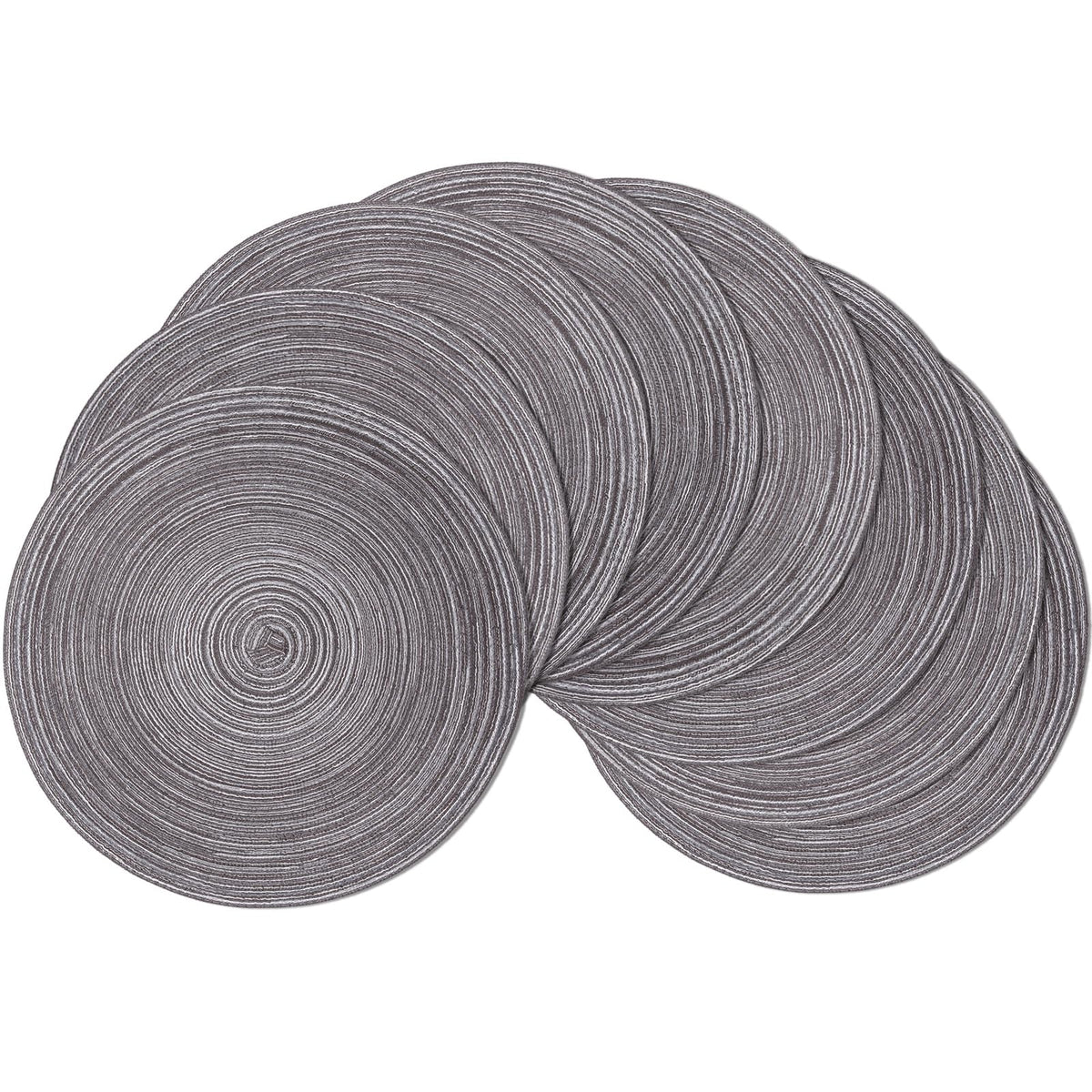 SHACOS Round Braided Placemats Set of 4 Dining Table Placemats 15 inch Circle Place Mats Easy to Clean Table Mats Indoor Outdoor, Blue Gray