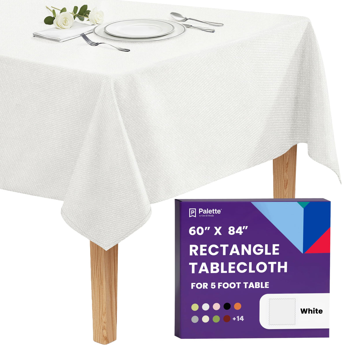 Gee Di Moda Rectangle Tablecloth - 90 x 132 Inch Beige Table Cloth for 6 Foot Tables with Floor-Length Drop - Heavy Duty Washable Fabric for Holiday Party, Dinner, Weddings & Baby Shower