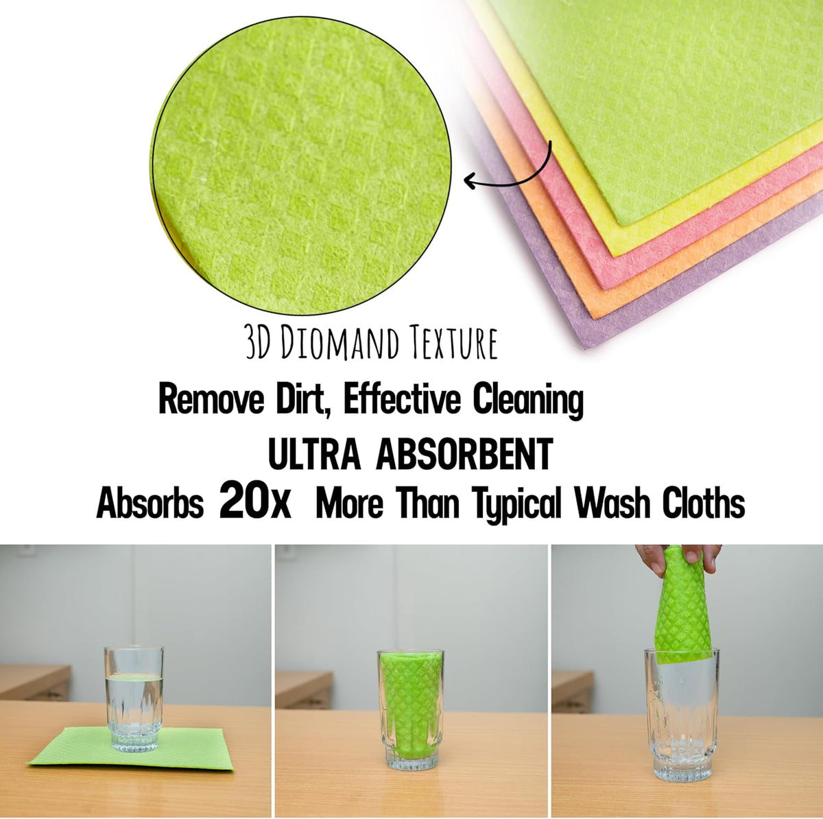 Swedish Dishcloths for Kitchen 10 Pack – Reusable Eco-Friendly Dish Cloths