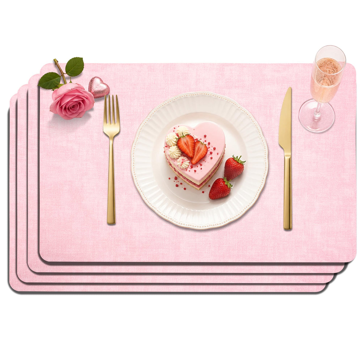 Maxpearl Faux Leather Placemats Set of 6, Easy to Clean, Grey