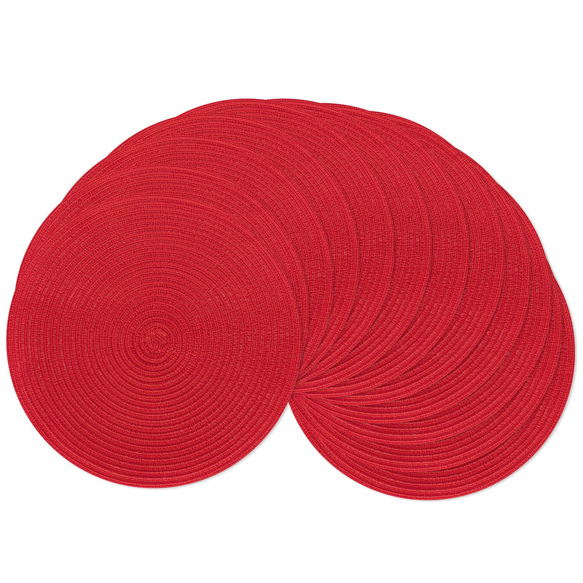 SHACOS Round Braided Placemats Set of 4 Dining Table Placemats 15 inch Circle Place Mats Easy to Clean Table Mats Indoor Outdoor, Blue Gray