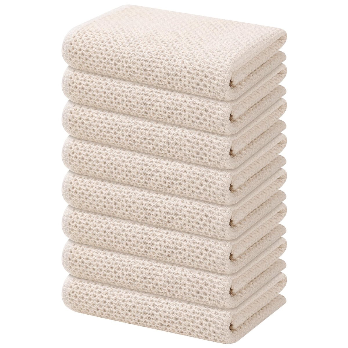 Kitinjoy 100% Cotton Waffle 6-Pack Kitchen Towels, 12" x 12", Dark Grey