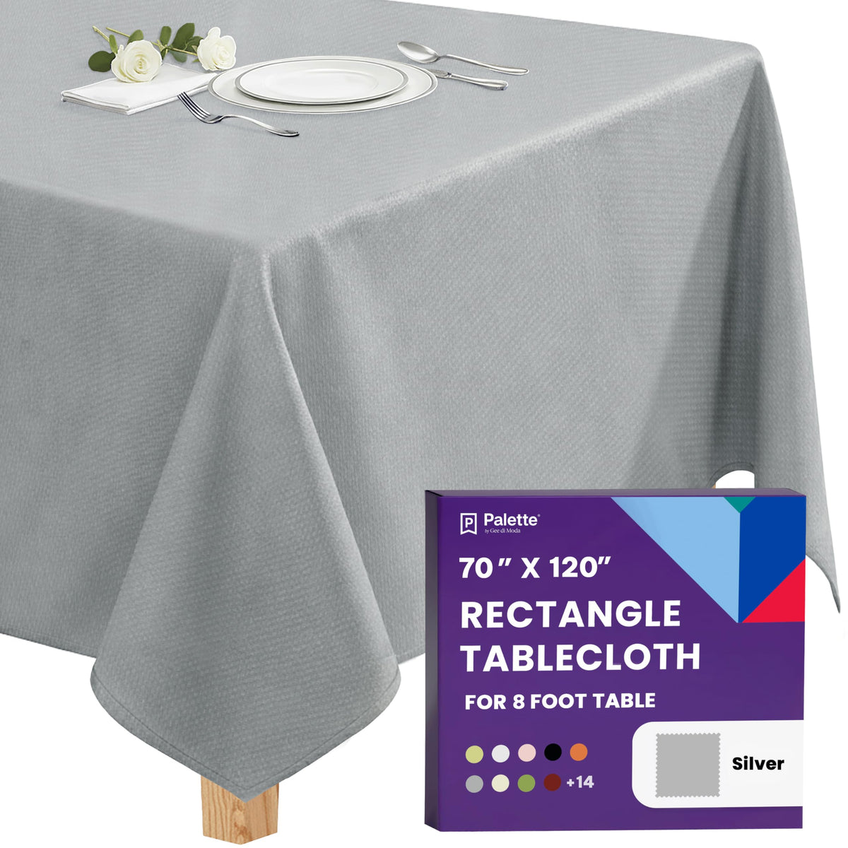 Gee Di Moda Rectangle Tablecloth - 90 x 132 Inch Beige Table Cloth for 6 Foot Tables with Floor-Length Drop - Heavy Duty Washable Fabric for Holiday Party, Dinner, Weddings & Baby Shower