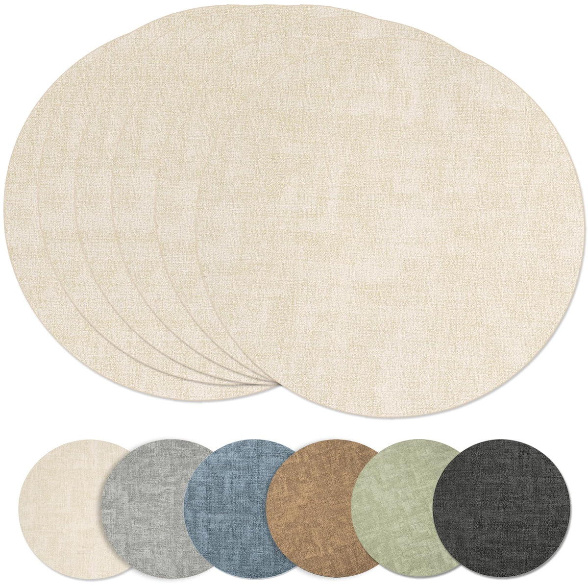 Maxpearl Faux Leather Placemats Set of 6, Easy to Clean, Grey