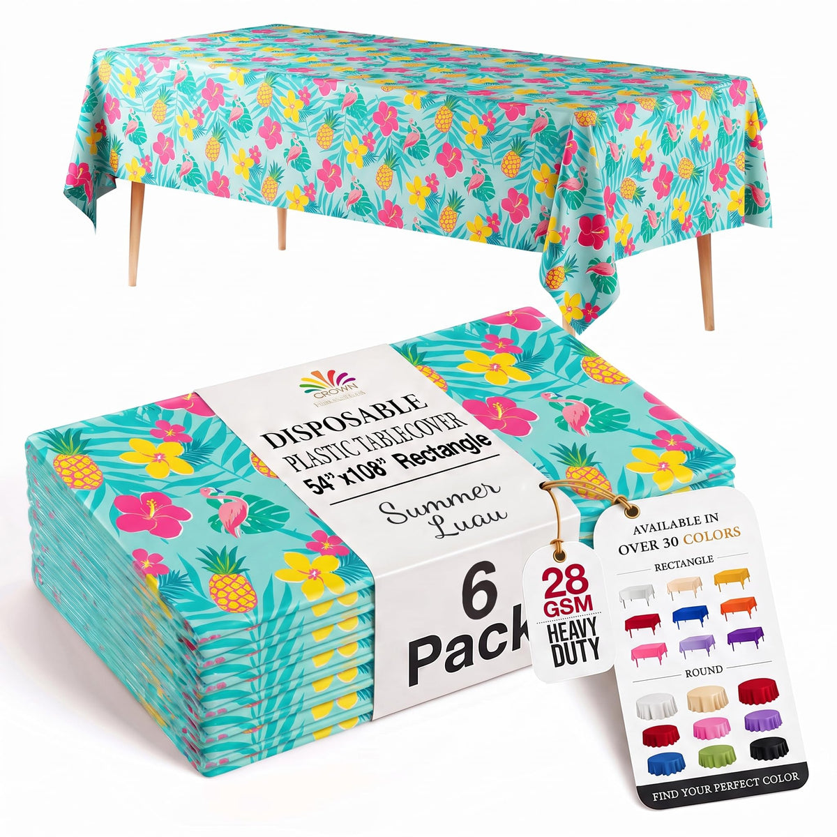 Exquisite Ivory Plastic Table Cloth Disposable 6 Pack - 54 x 108 Inch Rectangle Tablecloth for 6 Foot Tables - Waterproof Table Cover for Party Wedding Birthday Graduation BBQ Catering