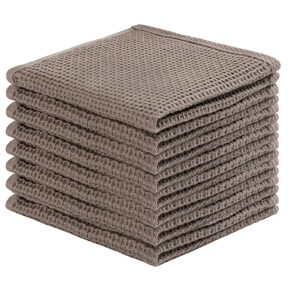 joybest Cotton Kitchen Dish Cloths, 8-Pack Waffle Weave Ultra Soft Absorbent Dish Towels Washcloths Quick Drying Dish Rags, 12x12 Inches, Beige