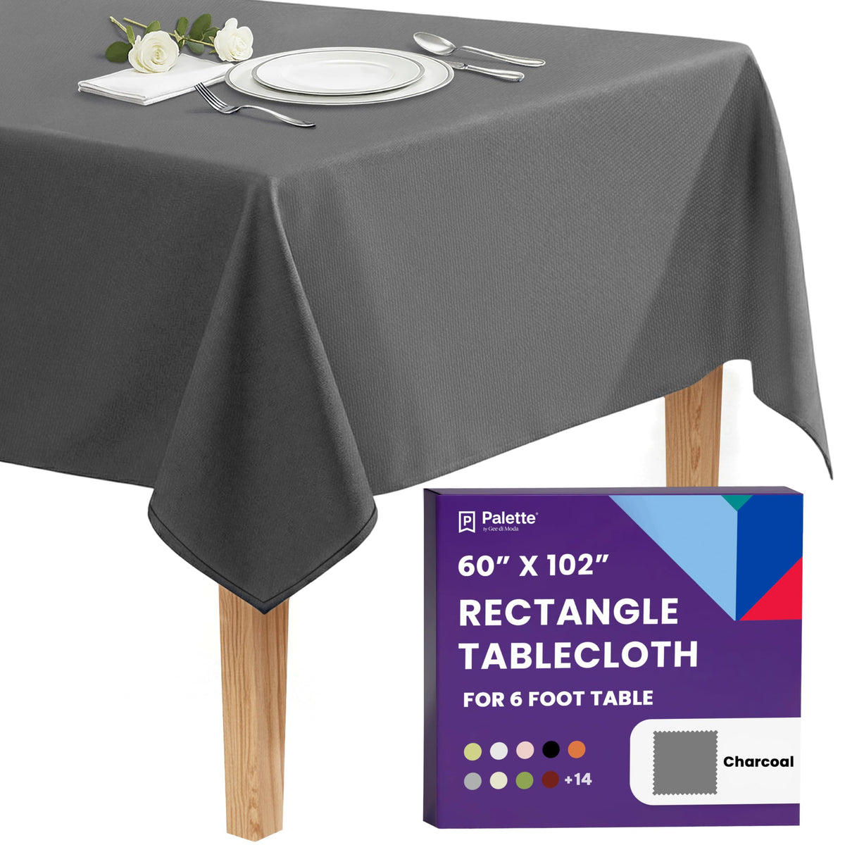 Gee Di Moda Rectangle Tablecloth - 90 x 132 Inch Beige Table Cloth for 6 Foot Tables with Floor-Length Drop - Heavy Duty Washable Fabric for Holiday Party, Dinner, Weddings & Baby Shower