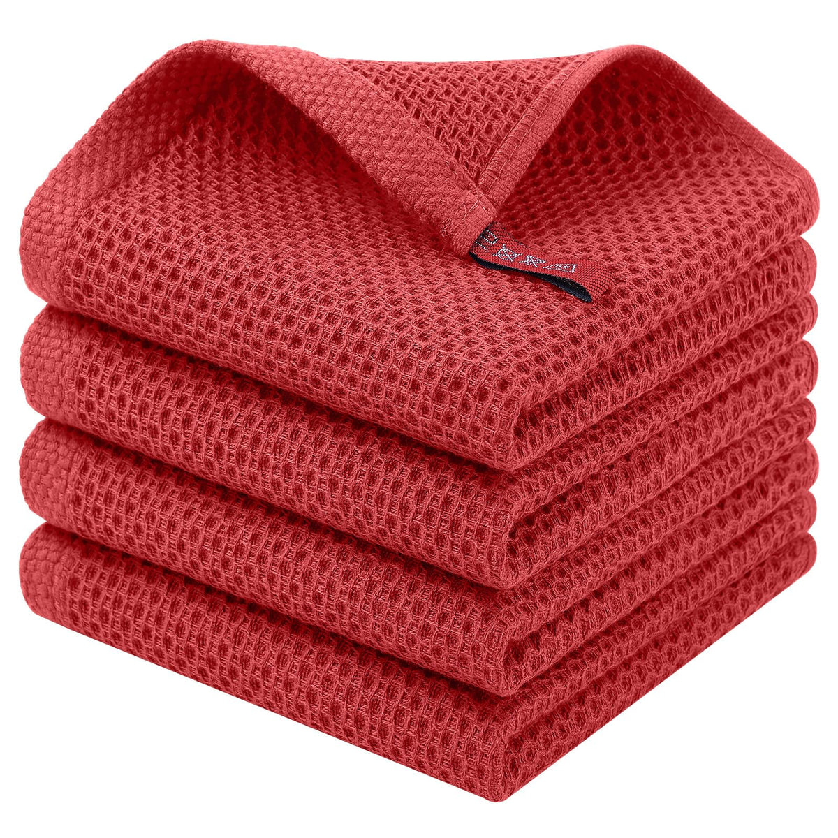 Homaxy 100% Cotton Waffle Weave Kitchen Dish Cloths, 4-Pack, Dark Grey
