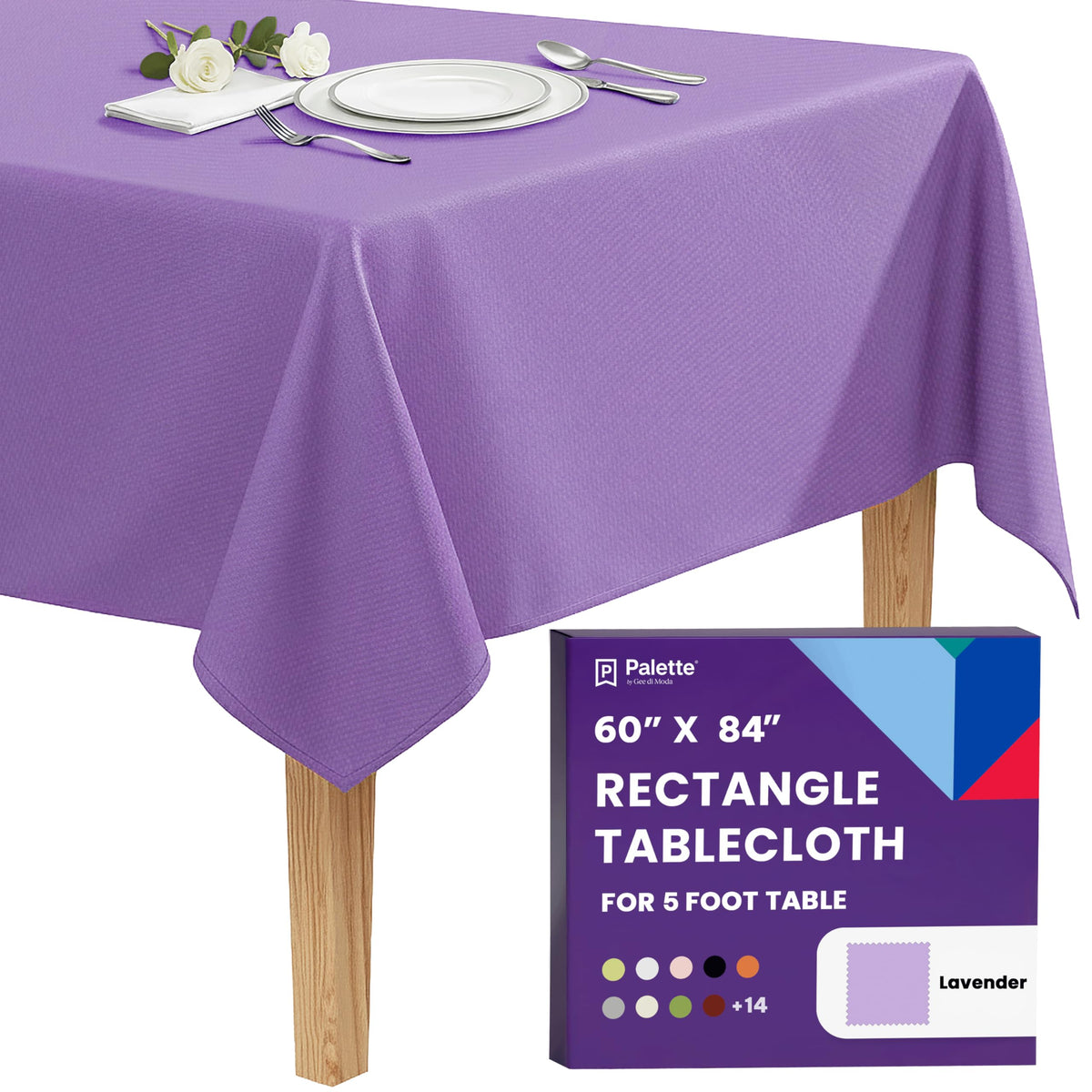 Gee Di Moda Rectangle Tablecloth - 90 x 132 Inch Beige Table Cloth for 6 Foot Tables with Floor-Length Drop - Heavy Duty Washable Fabric for Holiday Party, Dinner, Weddings & Baby Shower