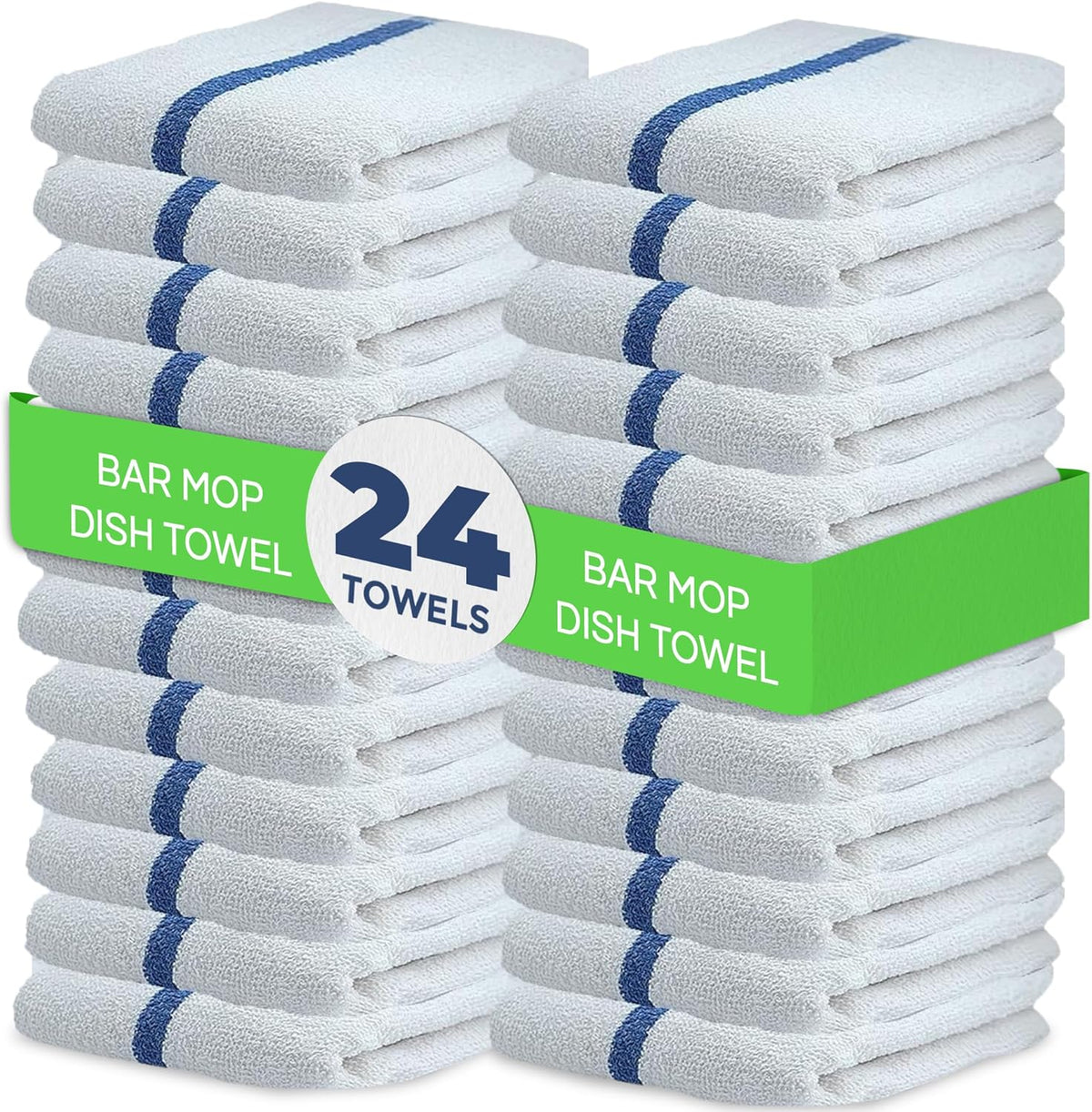 Towels N More 24 Pk 16x19 Cotton Kitchen Cleaning 30 Oz Bar Mop Towel Blue
