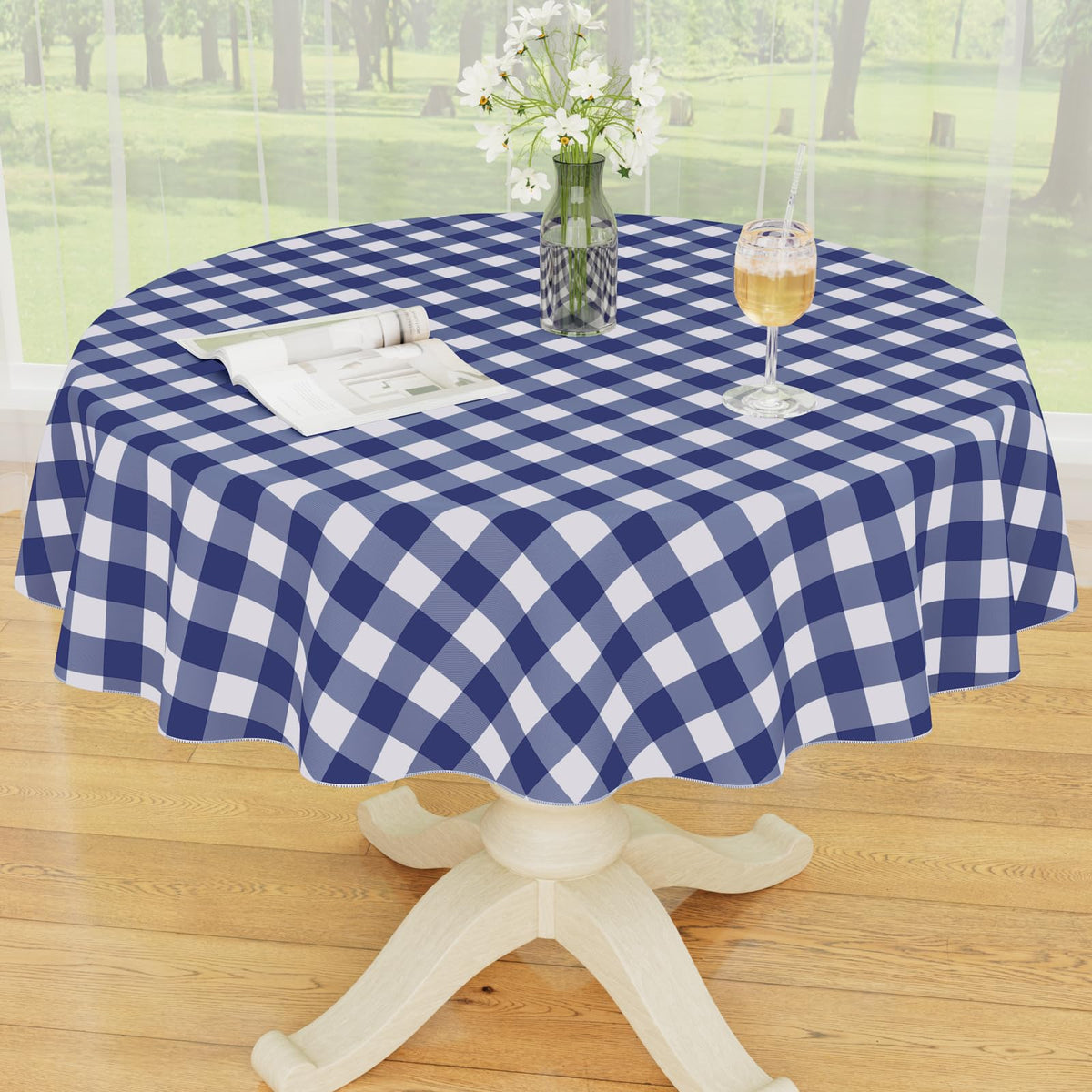Smiry Fall Tablecloth, Flannel Backed Vinyl Table Cloth, 60"x84"