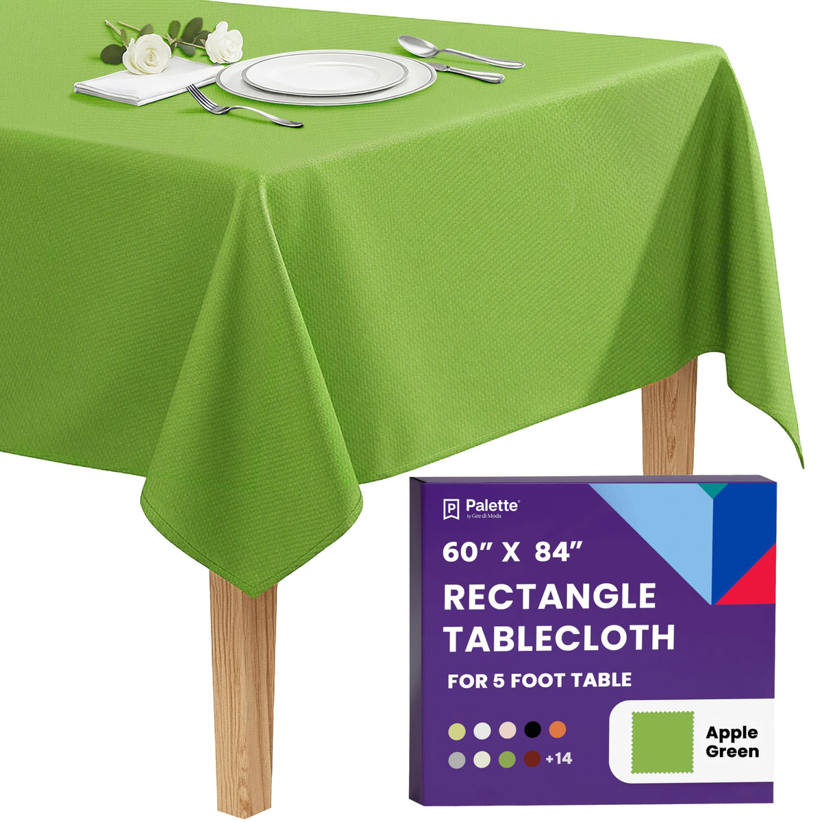 Gee Di Moda Rectangle Tablecloth - 90 x 132 Inch Beige Table Cloth for 6 Foot Tables with Floor-Length Drop - Heavy Duty Washable Fabric for Holiday Party, Dinner, Weddings & Baby Shower