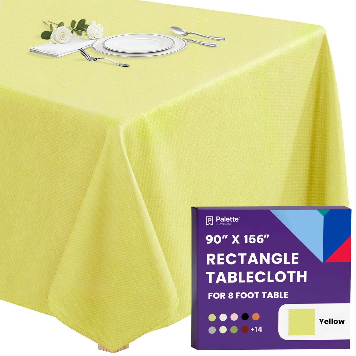 Gee Di Moda Rectangle Tablecloth - 90 x 132 Inch Beige Table Cloth for 6 Foot Tables with Floor-Length Drop - Heavy Duty Washable Fabric for Holiday Party, Dinner, Weddings & Baby Shower