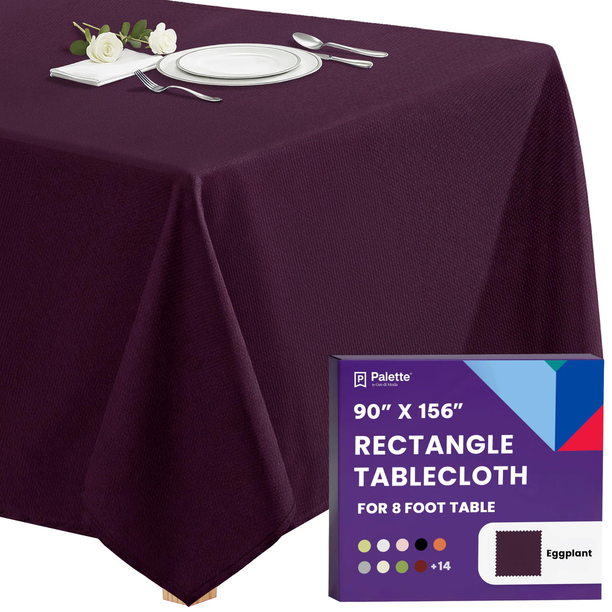 Gee Di Moda Rectangle Tablecloth - 90 x 132 Inch Beige Table Cloth for 6 Foot Tables with Floor-Length Drop - Heavy Duty Washable Fabric for Holiday Party, Dinner, Weddings & Baby Shower