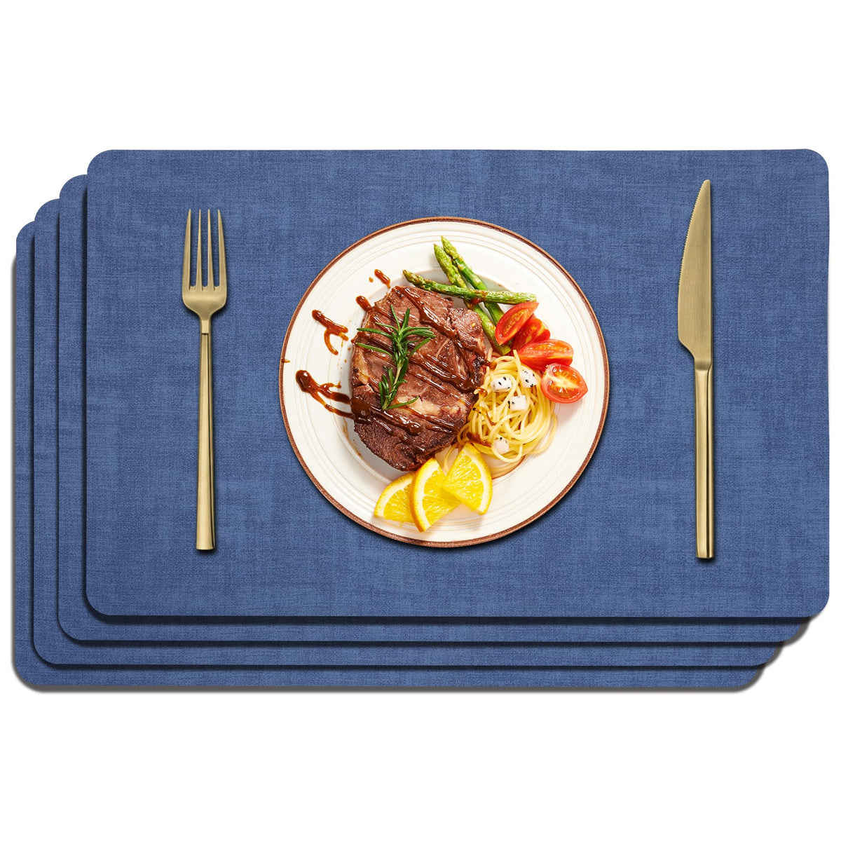 Maxpearl Faux Leather Placemats Set of 6, Easy to Clean, Grey