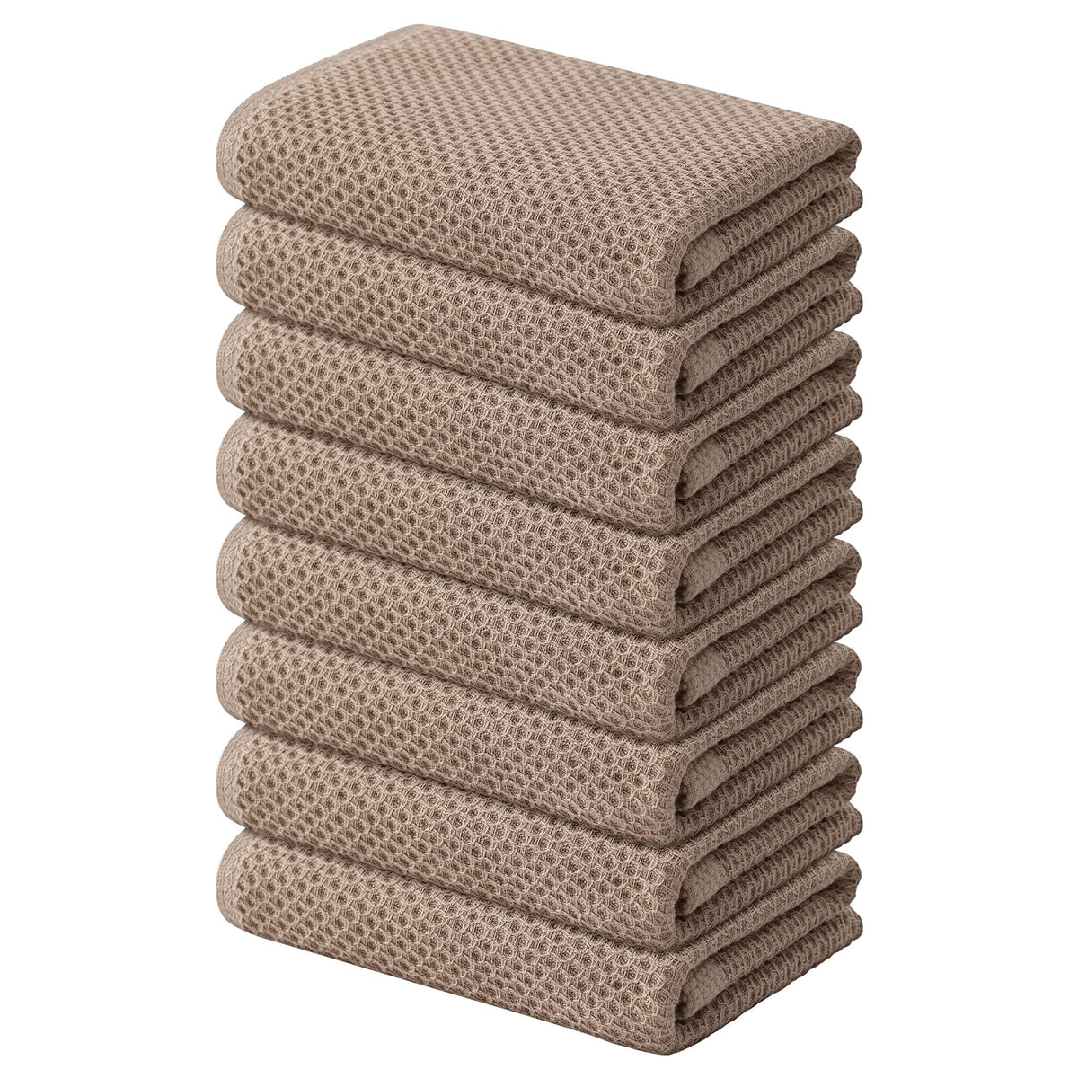 Kitinjoy 100% Cotton Waffle 6-Pack Kitchen Towels, 12" x 12", Dark Grey