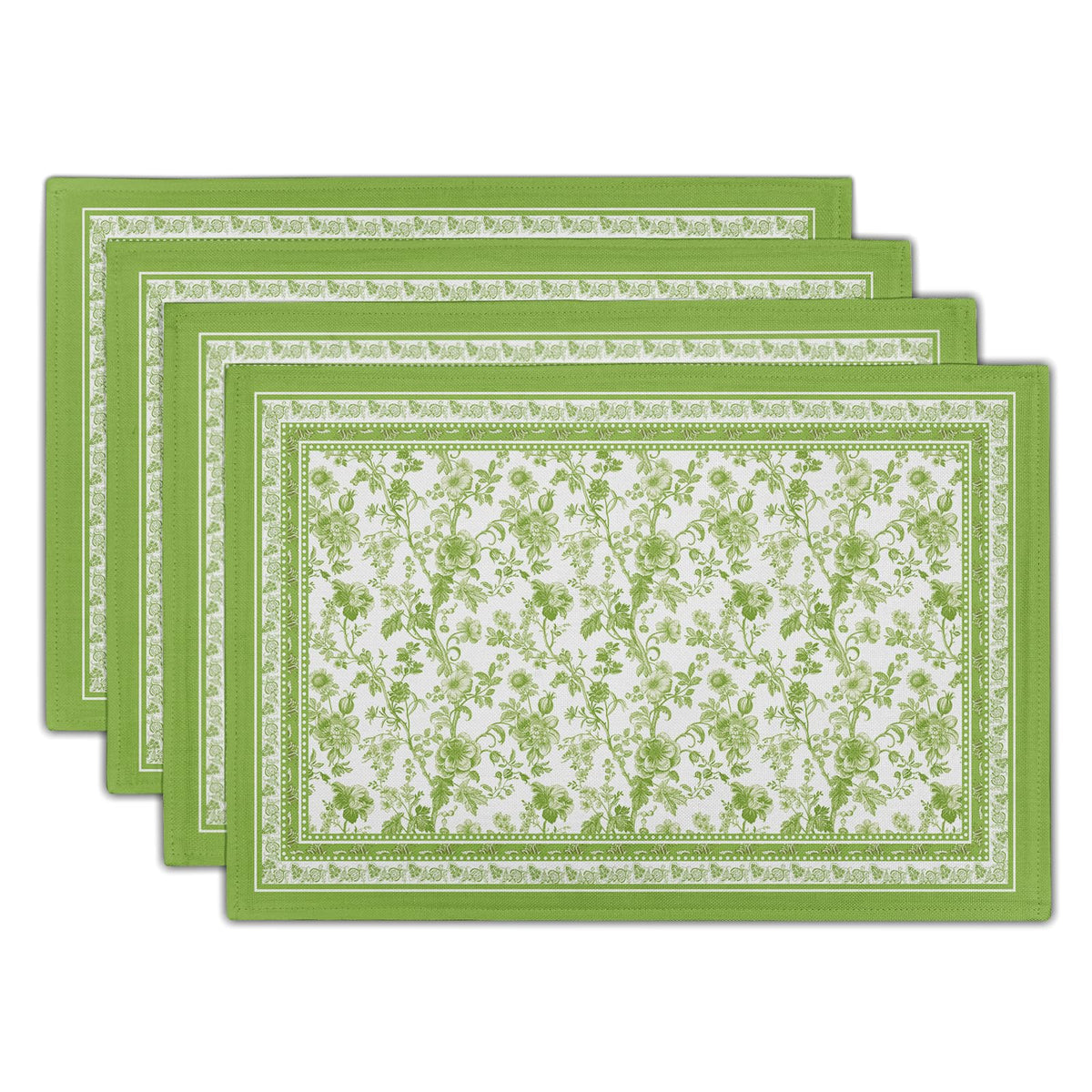 Blue Floral Branches Placemats Set of 4 ,12 x 18 Inch Chinoiserie Table Mats Washable Heat Resistant Linen Fabric Rectangle Place Mat for Indoor Outdoor Kitchen Dining Home Decor