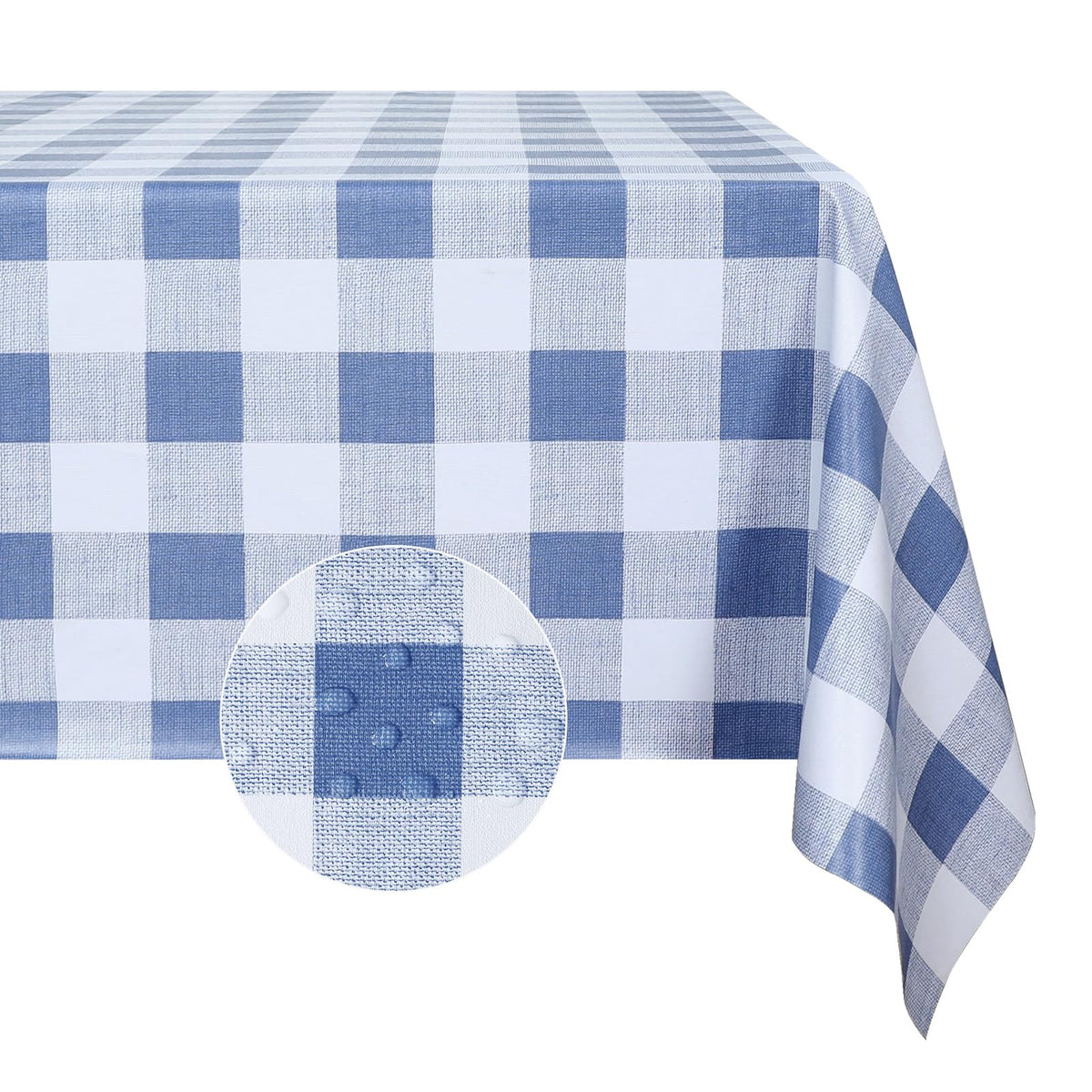 Romanstile Checkered Vinyl Tablecloth, Rectangle 54 x 78, Grey