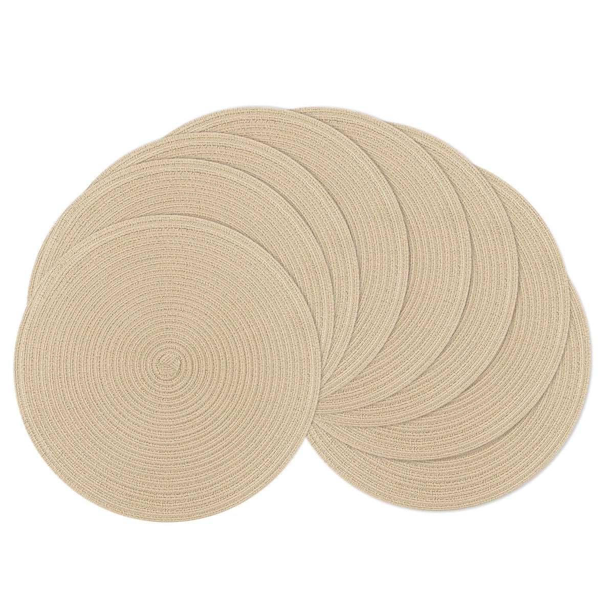SHACOS Round Braided Placemats Set of 4 Dining Table Placemats 15 inch Circle Place Mats Easy to Clean Table Mats Indoor Outdoor, Blue Gray
