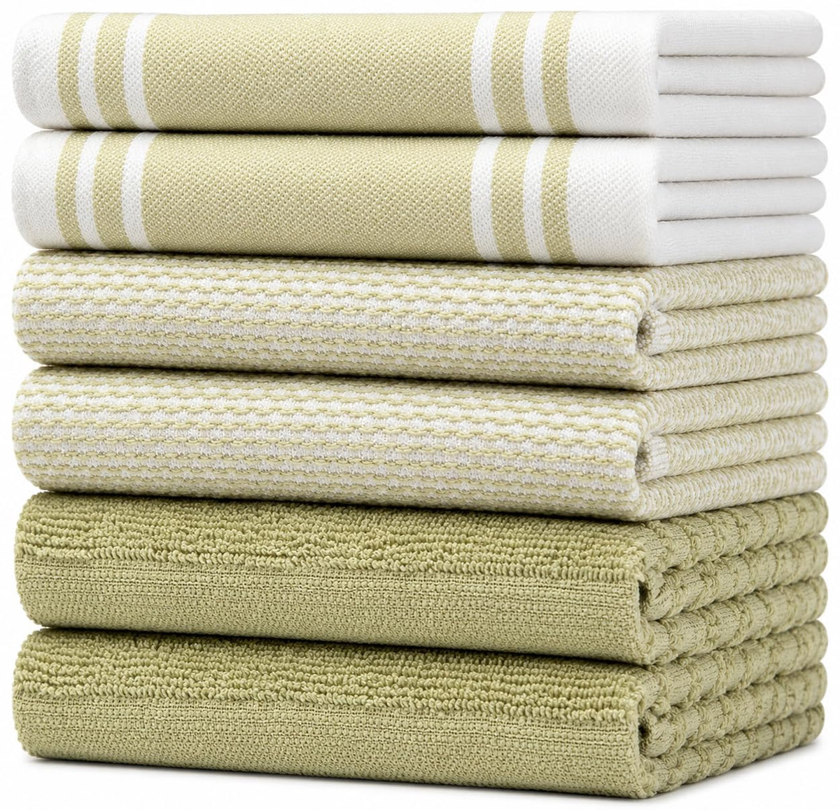 Bumble Premium Dish Cloths 13"x13" (6 Pack) | 100% Natural Ring Spun Cotton | 400 GSM | Highly Absorbent & Soft |Yarn Dyed & Solid Dyed Terry Dish Cloth Set - Tan