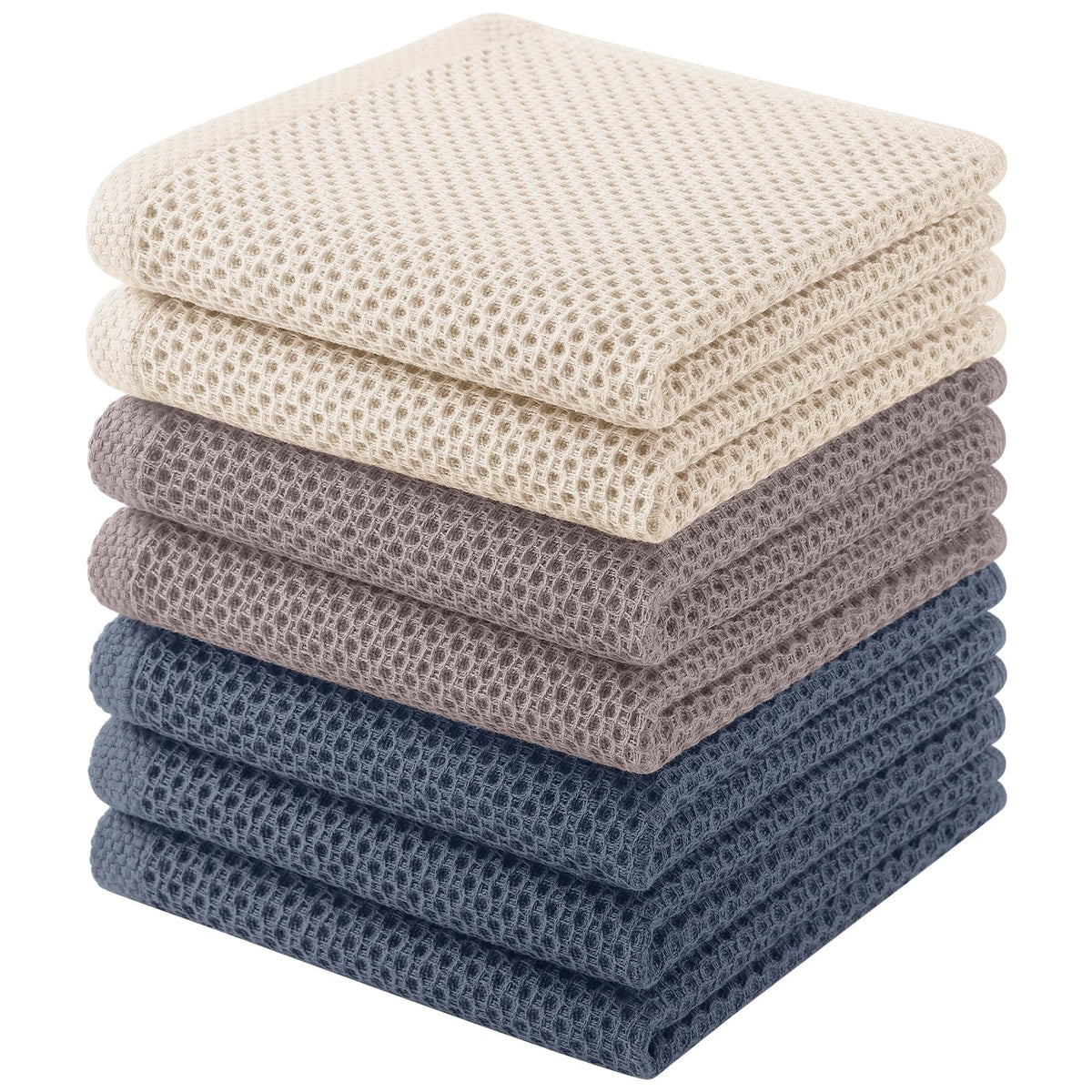 Homaxy 100% Cotton Waffle Weave Kitchen Dish Cloths, 4-Pack, Dark Grey