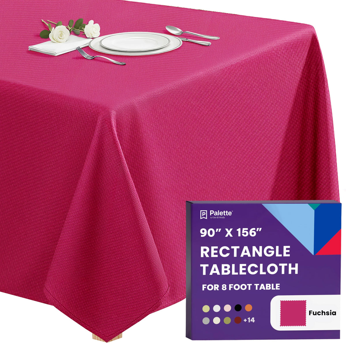 Gee Di Moda Rectangle Tablecloth - 90 x 132 Inch Beige Table Cloth for 6 Foot Tables with Floor-Length Drop - Heavy Duty Washable Fabric for Holiday Party, Dinner, Weddings & Baby Shower