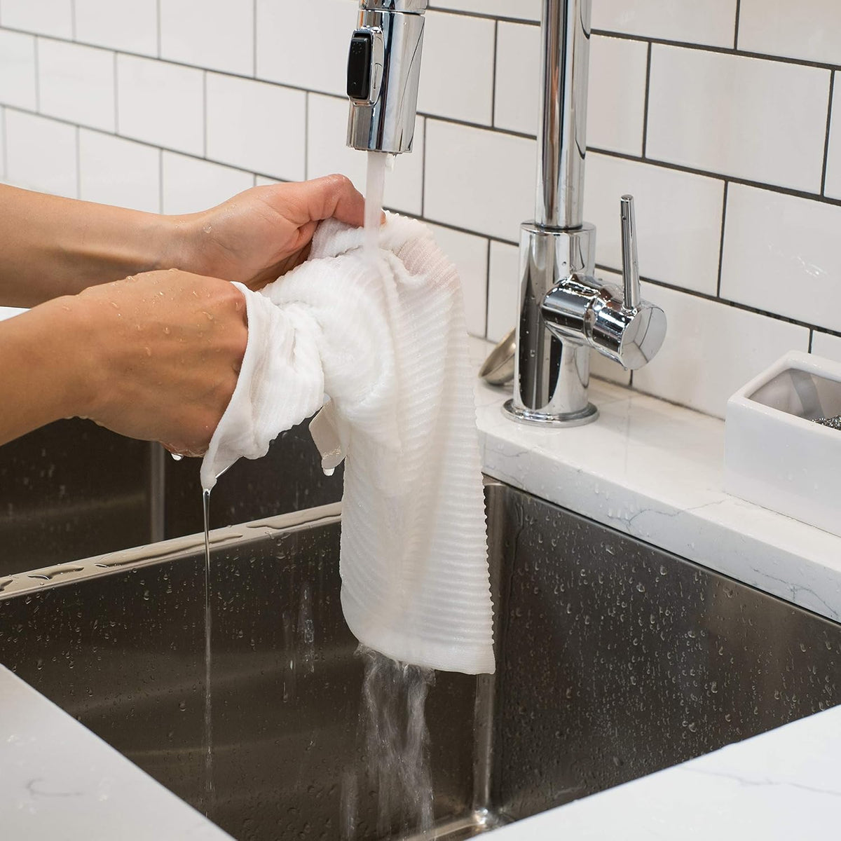 Now Designs Ripple Kitchen Dishcloth, Set of 4, White