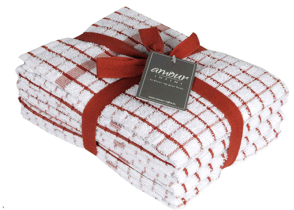 AMOUR INFINI Kitchen Dish Cloths Set of 8 - Ultra Soft, Highly Absorbent, Quick-Drying Terry Cotton Dishcloths 12"x12" Inch Wash & Cleaning Cloths for Kitchen & Dishwashing (D.Grey)