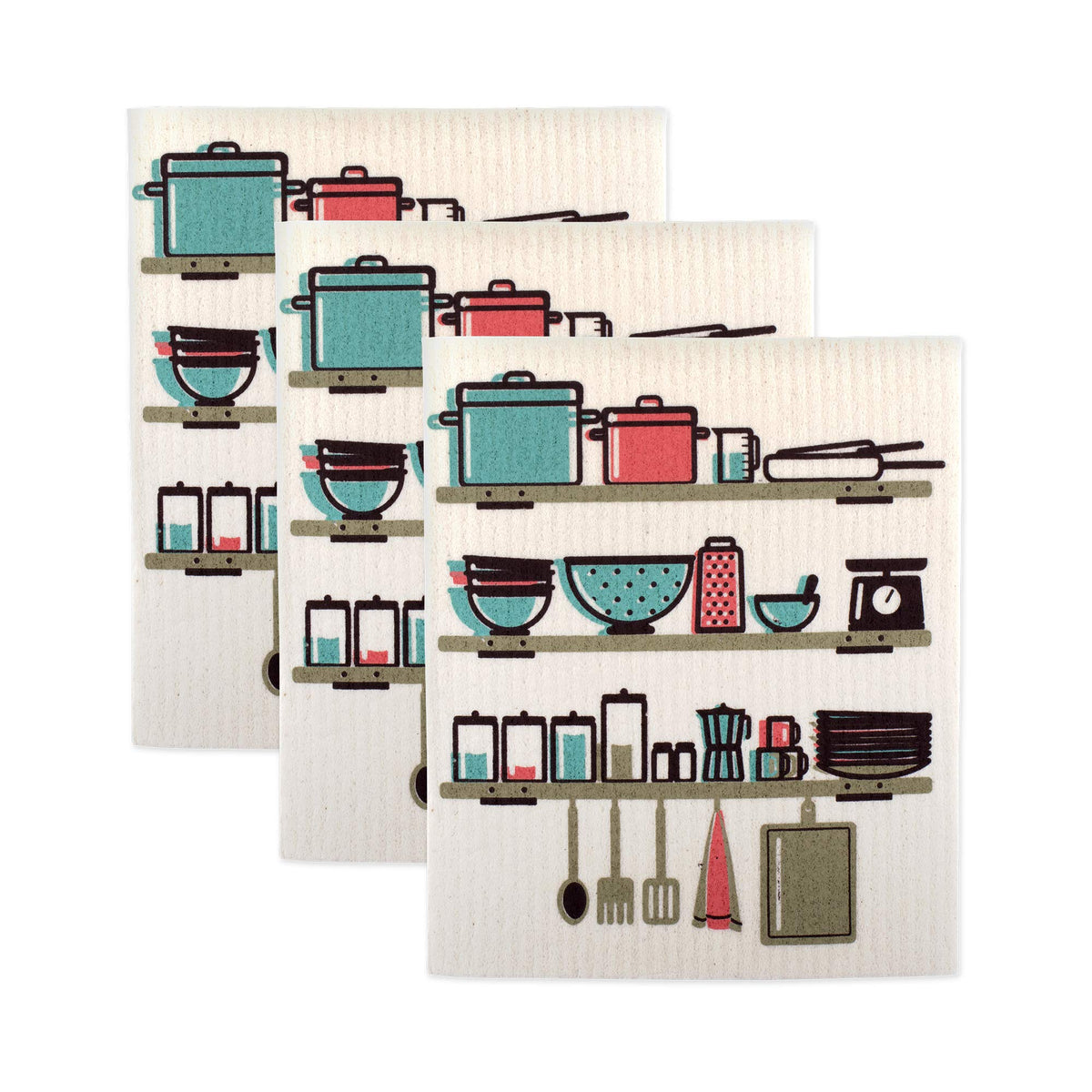 DII Swedish Dishcloths for Kitchen & Cleaning, Reusable, Machine Washable & Dishwasher Safe, Biodegradable, 7.75 x 6.75, Lemons, 3 Piece