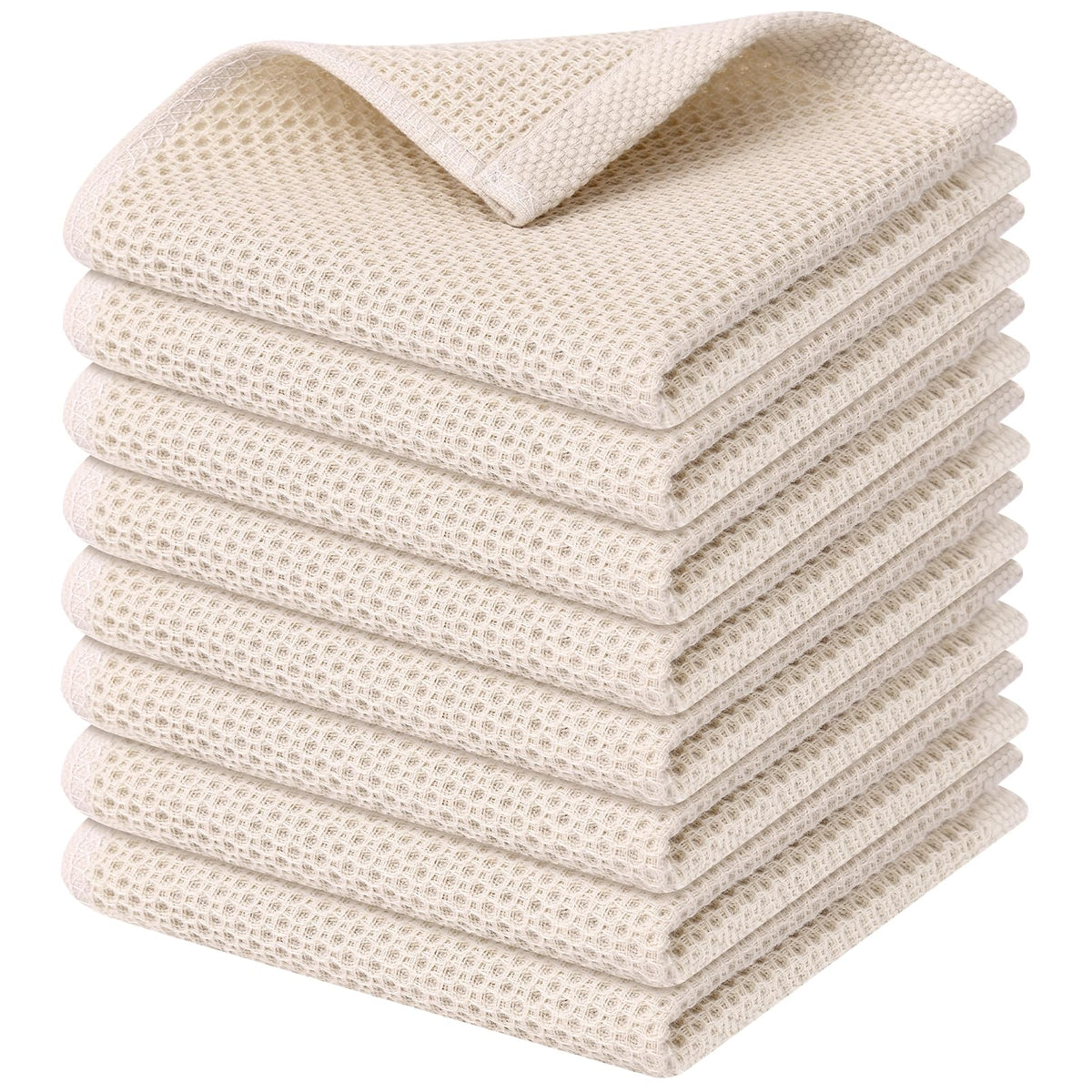 Kitinjoy 100% Cotton Waffle 6-Pack Kitchen Towels, 12" x 12", Dark Grey