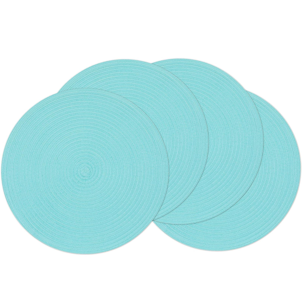 SHACOS Round Braided Placemats Set of 4 Dining Table Placemats 15 inch Circle Place Mats Easy to Clean Table Mats Indoor Outdoor, Blue Gray