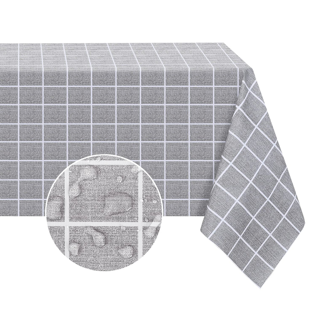 Romanstile Checkered Vinyl Tablecloth, Rectangle 54 x 78, Grey