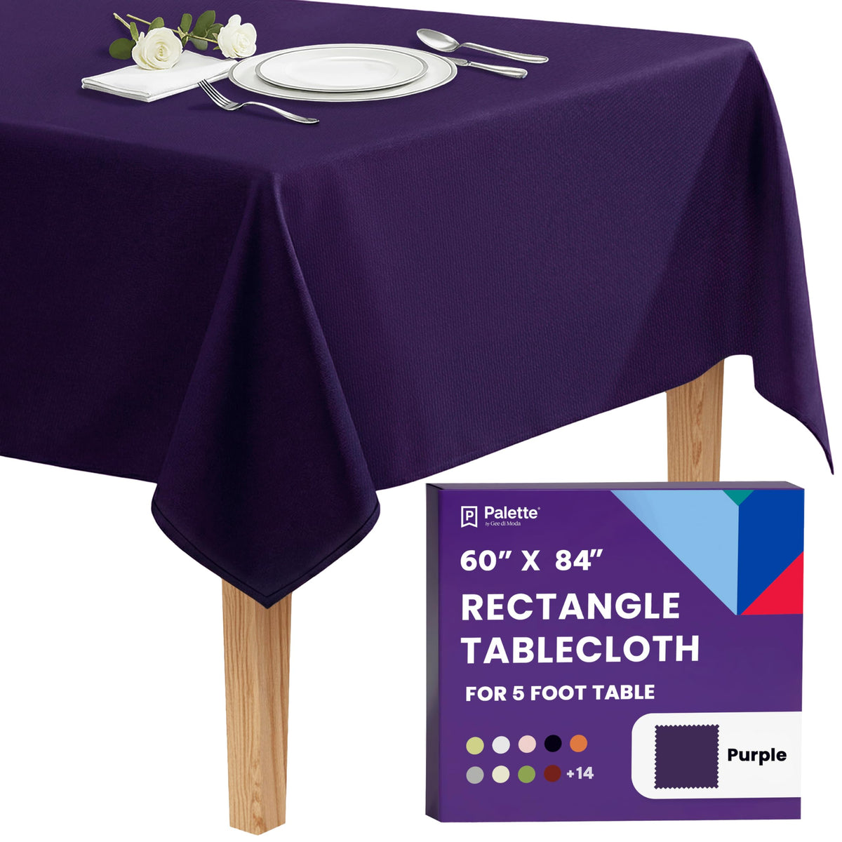 Gee Di Moda Rectangle Tablecloth - 90 x 132 Inch Beige Table Cloth for 6 Foot Tables with Floor-Length Drop - Heavy Duty Washable Fabric for Holiday Party, Dinner, Weddings & Baby Shower