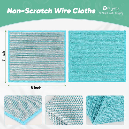 Orighty Dish Cloths, 12 Pack Double-Layer Metal Dish Rags, 7"x8"
