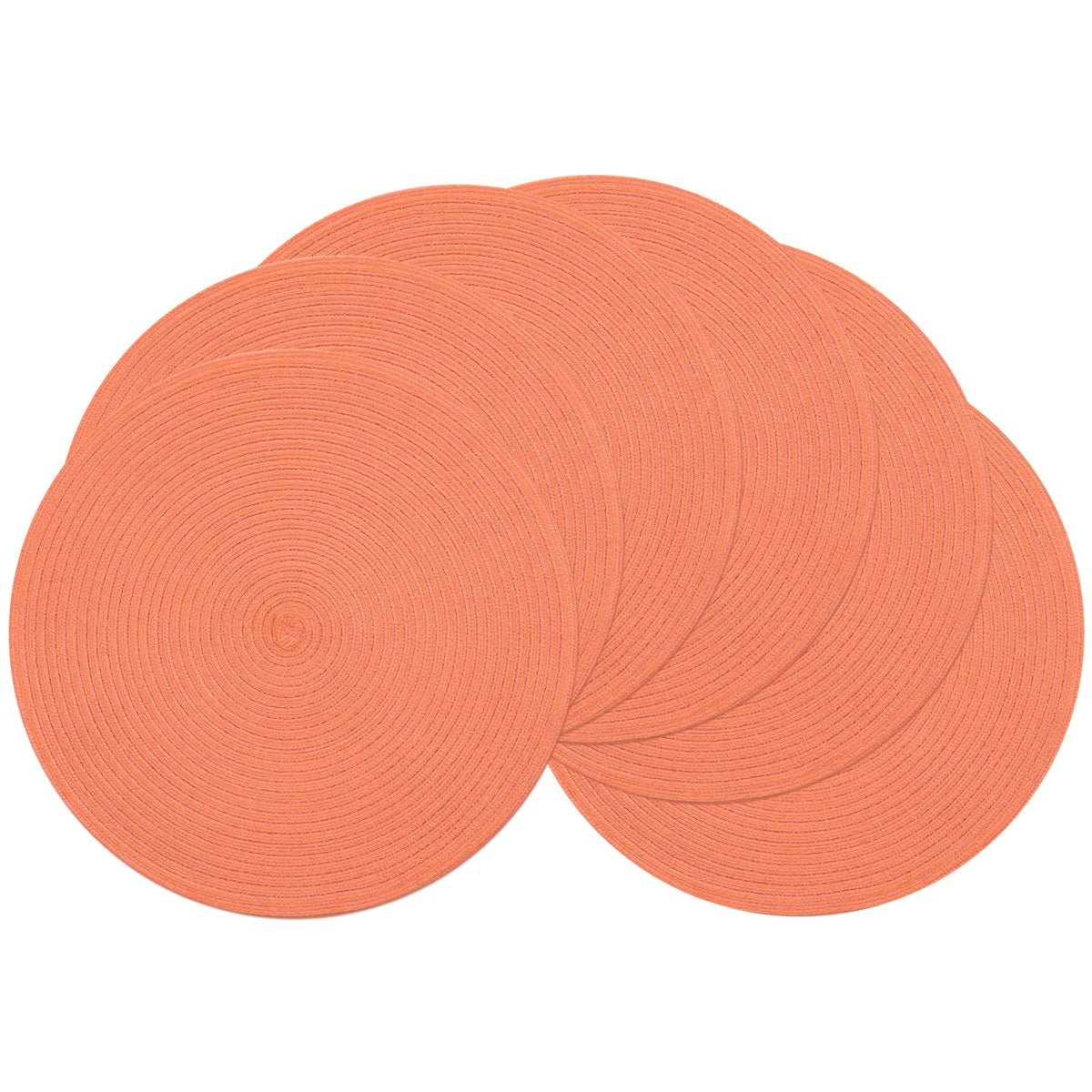 SHACOS Round Braided Placemats Set of 4 Dining Table Placemats 15 inch Circle Place Mats Easy to Clean Table Mats Indoor Outdoor, Blue Gray