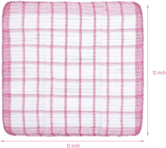 Boao 12 Pcs Kitchen Dish Cloths Cotton Washable Dish Rags Towels, 4 Colors
