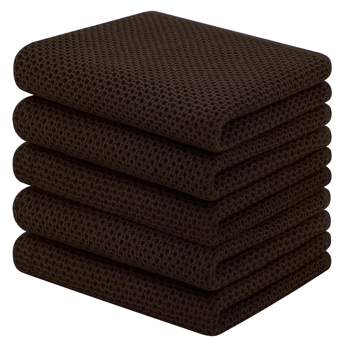 Homaxy 100% Cotton Waffle Weave Kitchen Dish Cloths, 4-Pack, Dark Grey