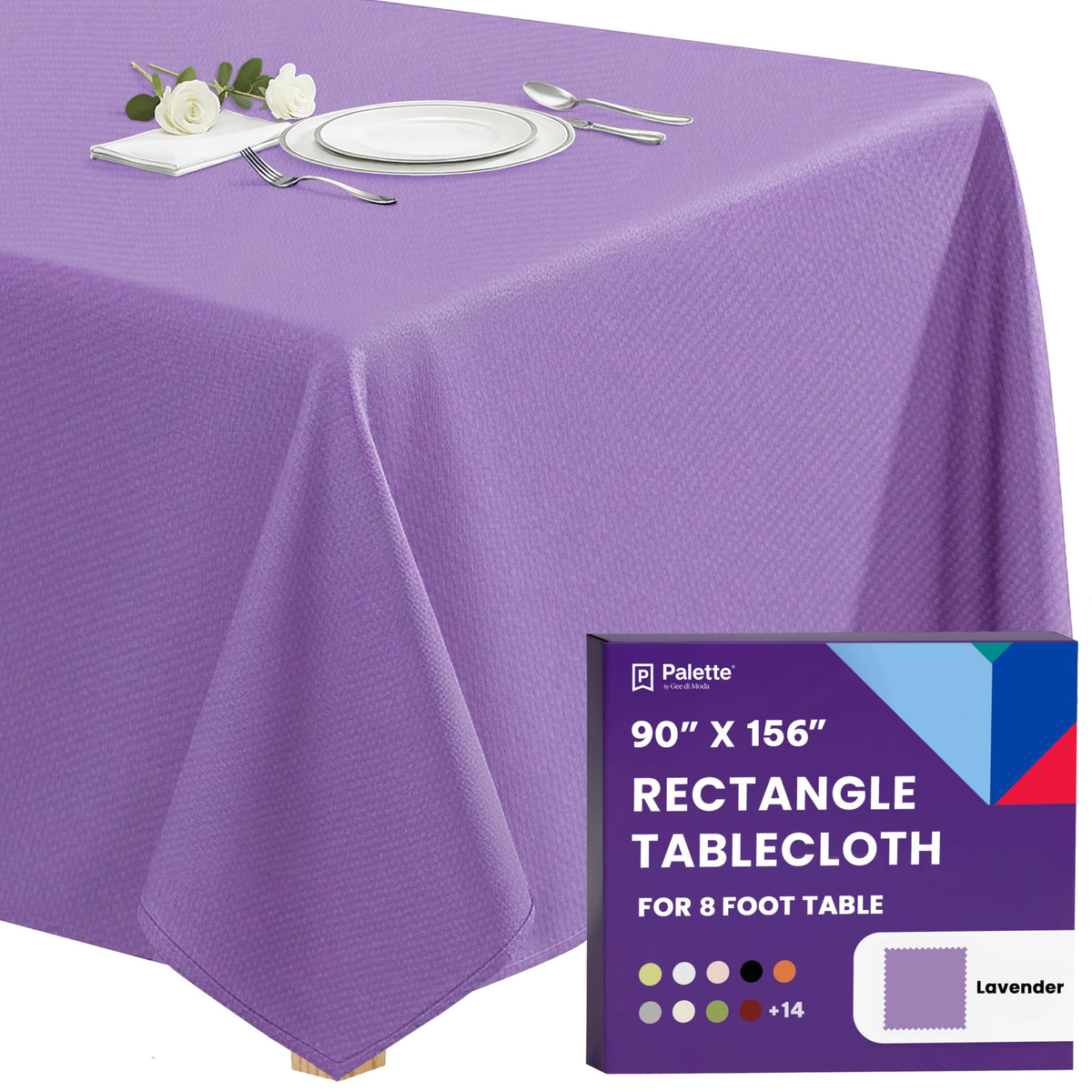 Gee Di Moda Rectangle Tablecloth - 90 x 132 Inch Beige Table Cloth for 6 Foot Tables with Floor-Length Drop - Heavy Duty Washable Fabric for Holiday Party, Dinner, Weddings & Baby Shower