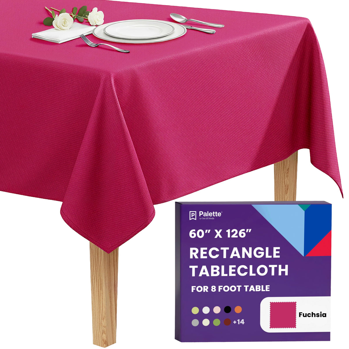 Gee Di Moda Rectangle Tablecloth - 90 x 132 Inch Beige Table Cloth for 6 Foot Tables with Floor-Length Drop - Heavy Duty Washable Fabric for Holiday Party, Dinner, Weddings & Baby Shower
