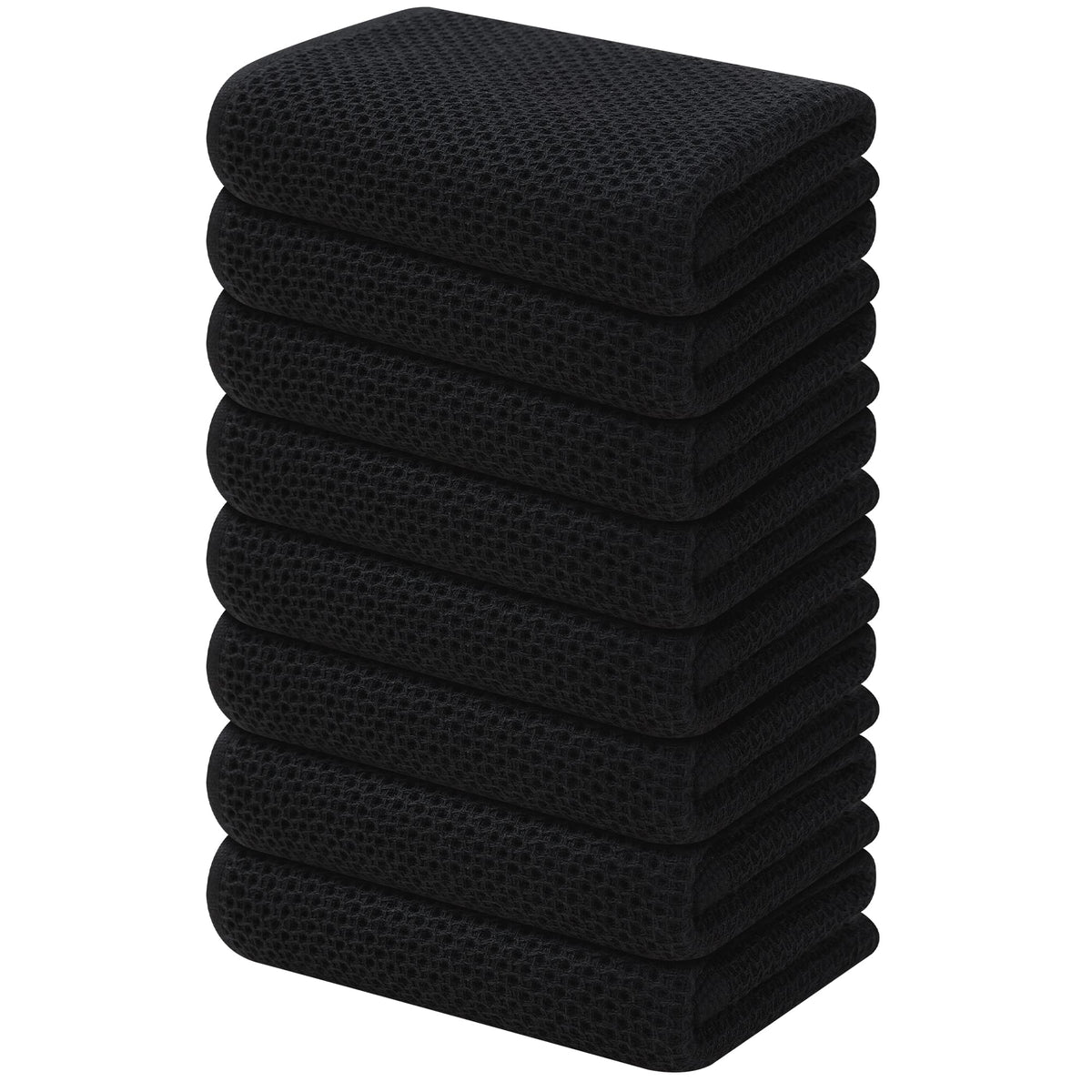 Kitinjoy 100% Cotton Waffle 6-Pack Kitchen Towels, 12" x 12", Dark Grey